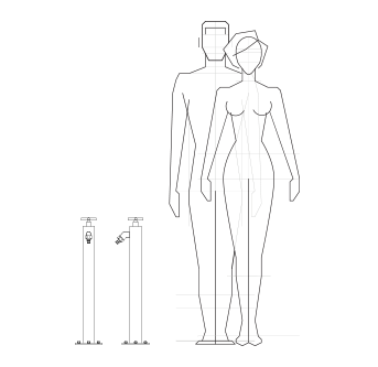 Technical Drawing - SATURNIA Inoxstyle Technical drawing outdoor shower, pool, garden - SATURNIA Inoxstyle